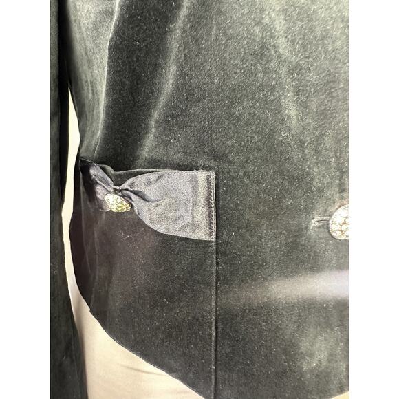 *Flaw Lily Pulitzer Velvet Rhinestone Button Cropped Jacket Black Womens Size 10 - Picture 10 of 16